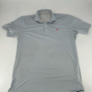 Holderness & Bourne Mens XL Tailored Fit Polo Shirt Blue White Arrow Print Shell